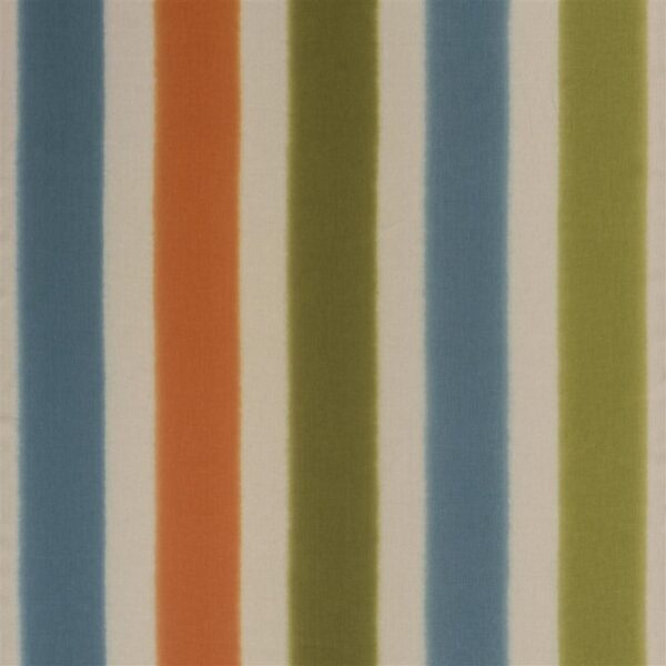 Mirmande Fabric - Moss by blue striped linen fabric from Designers Guild