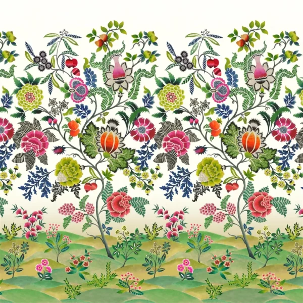 Brocart Decoratif Wallpaper - Fuchsia by brown botanical wallpaper from designers guild