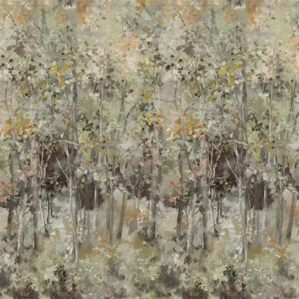 Bois De Bouleau Grasscloth Scene 1 Wallpaper - Sepia by brown botanical wallpaper from designers guild