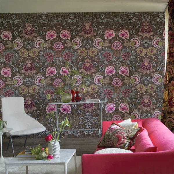 Rose De Damas Wallpaper - Cranberry by Rose De Damas Wallpaper - Cranberry from