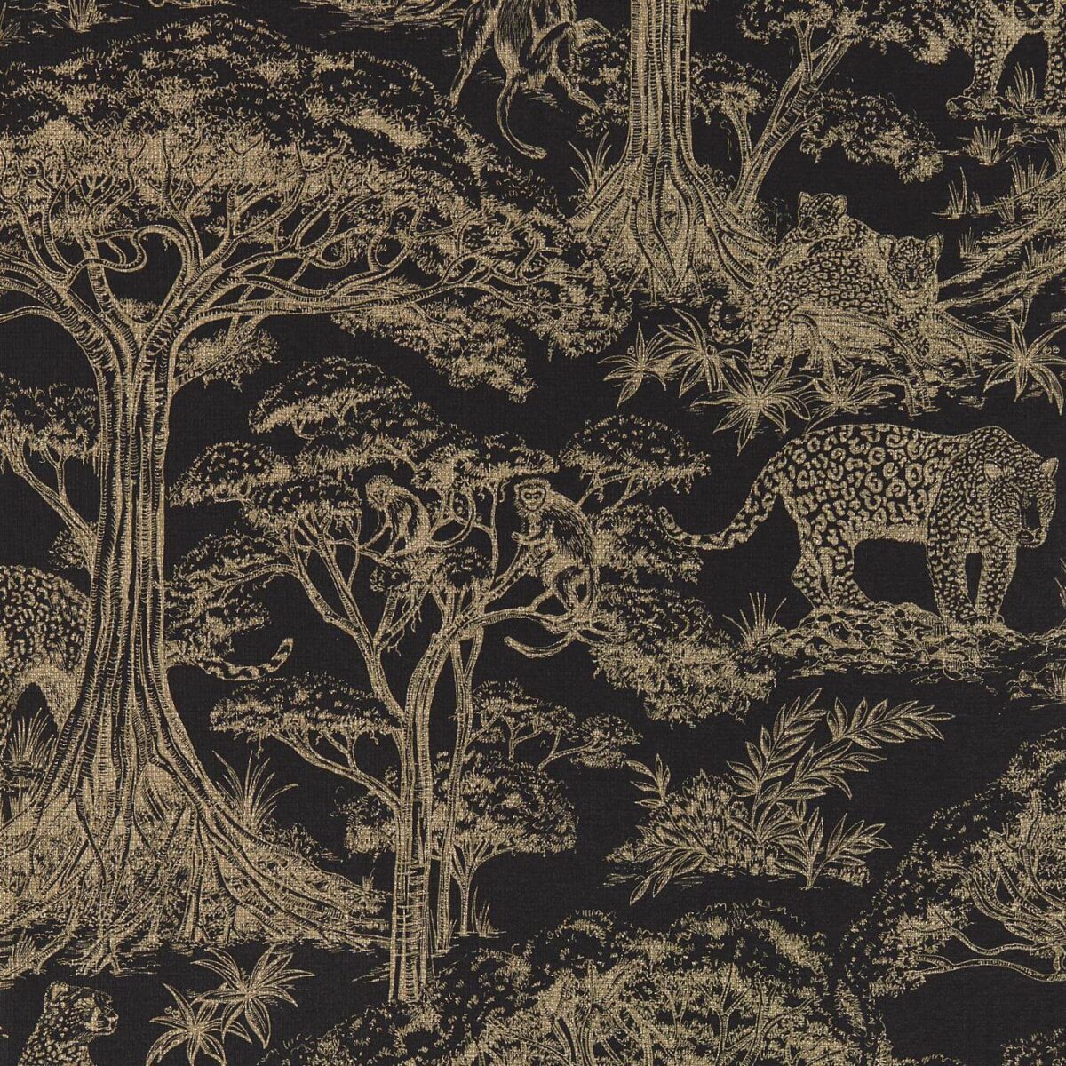 Kisumu Wallpaper - Noir / Luxe by brown botanical wallpaper from clarke & clarke