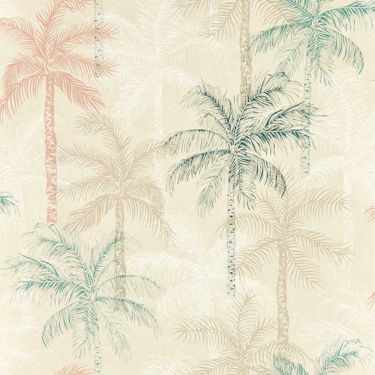 Palmyra Wallpaper - Mineral / Blush by neutral botanical wallpaper from clarke & clarke