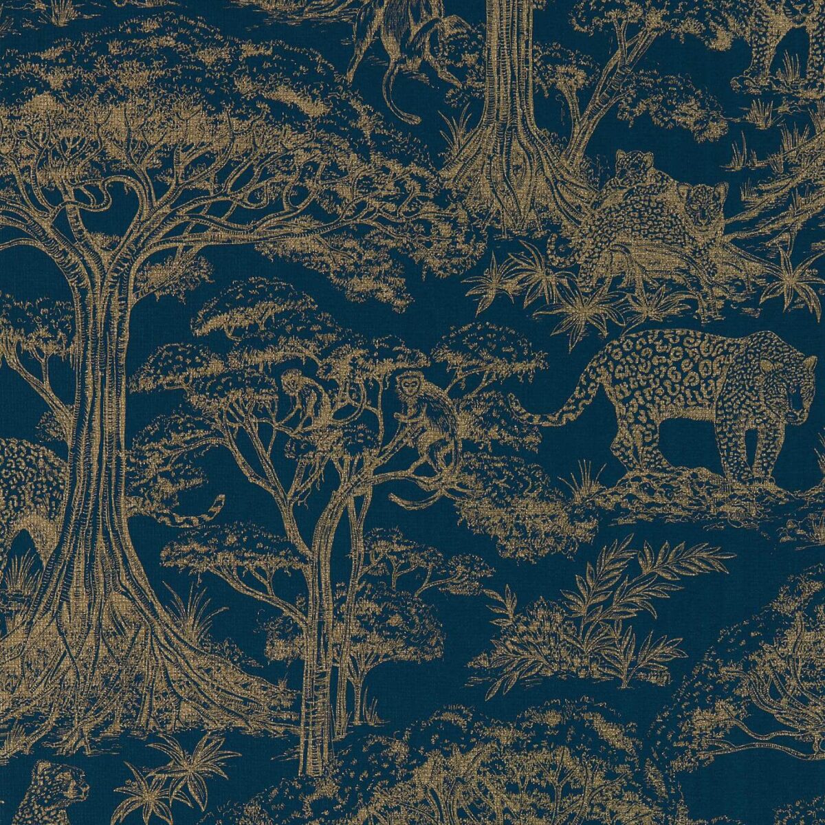 Kisumu Wallpaper - Midnight / Luxe by blue botanical wallpaper from clarke & clarke