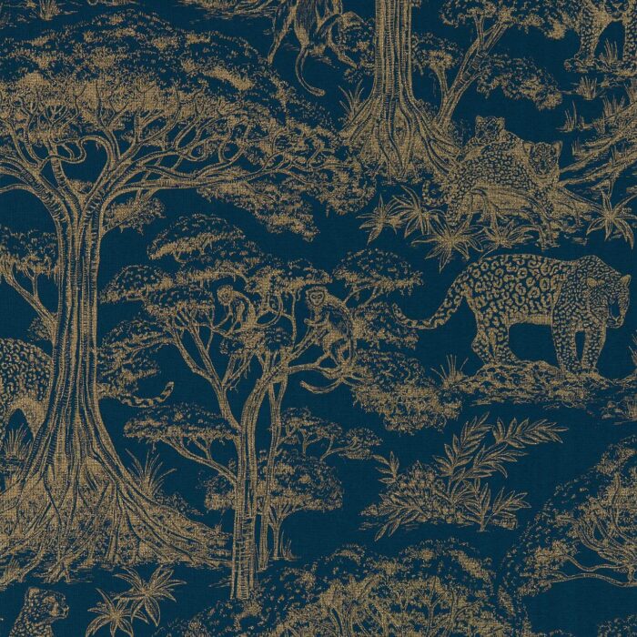 Kisumu Wallpaper - Midnight / Luxe fabric swatch W0185/02