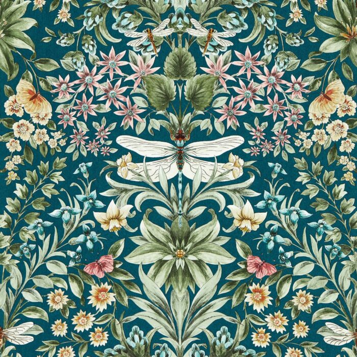 Mirabell Wallpaper - Teal fabric swatch W0196/04