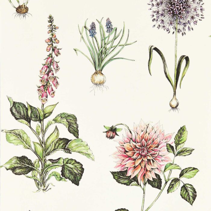 Roseraie Wallpaper - Summer fabric swatch W0197/05