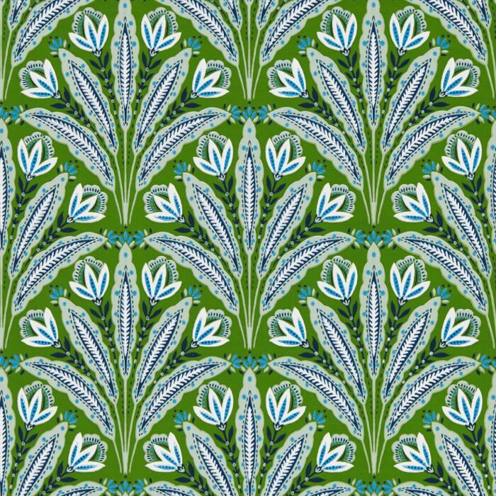 Attingham Wallpaper - Cobalt / Green fabric swatch W0193/01