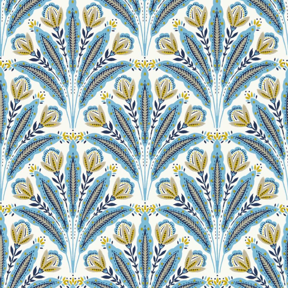 Attingham Wallpaper - Denim by blue botanical wallpaper from clarke & clarke