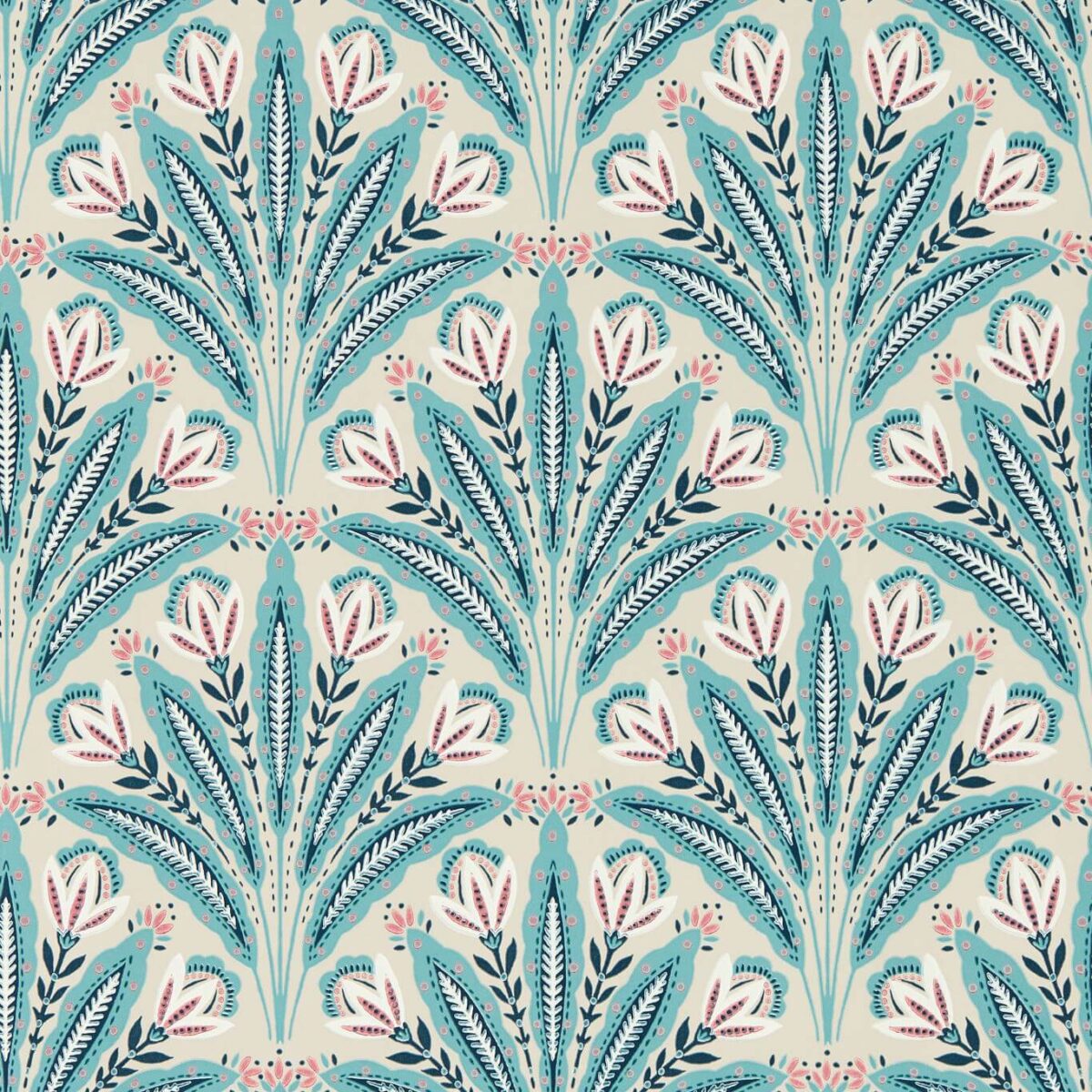 Attingham Wallpaper - Mineral by blue botanical wallpaper from clarke & clarke