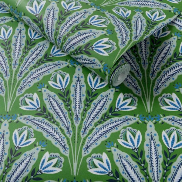 Attingham Wallpaper - Cobalt / Green by Attingham Wallpaper - Cobalt / Green from
