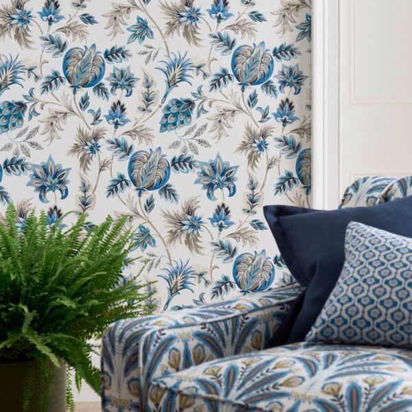 Sizergh Wallpaper - Teal / Berry by Sizergh Wallpaper - Teal / Berry from
