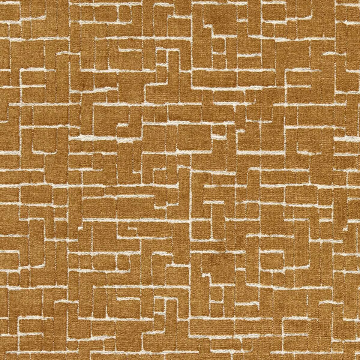 Kupka Fabric - Bronze by brown geometric velvet-chenille fabric from Clarke & Clarke