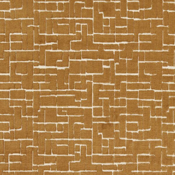 Kupka Fabric - Bronze by brown geometric velvet-chenille fabric from Clarke & Clarke