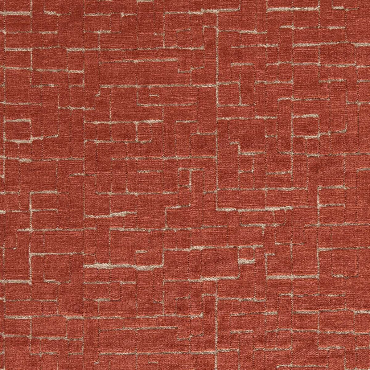Kupka Fabric - Copper by red geometric velvet-chenille fabric from Clarke & Clarke