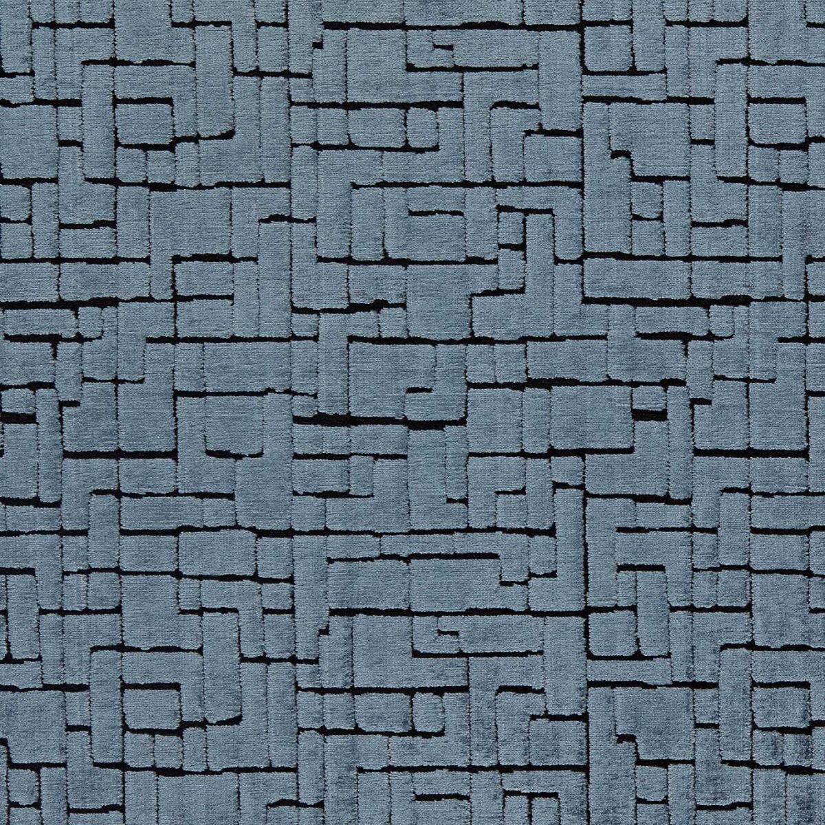 Kupka Fabric - Navy by blue geometric velvet-chenille fabric from Clarke & Clarke