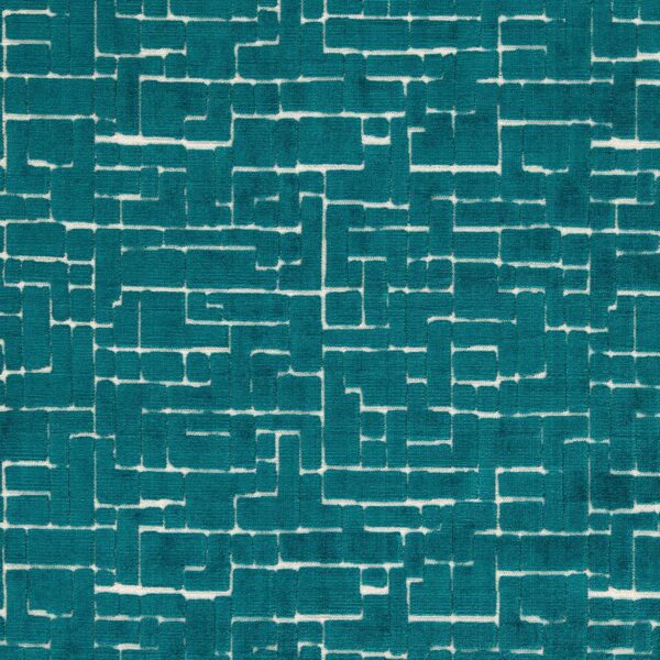 Kupka Fabric - Peacock by blue geometric velvet-chenille fabric from Clarke & Clarke