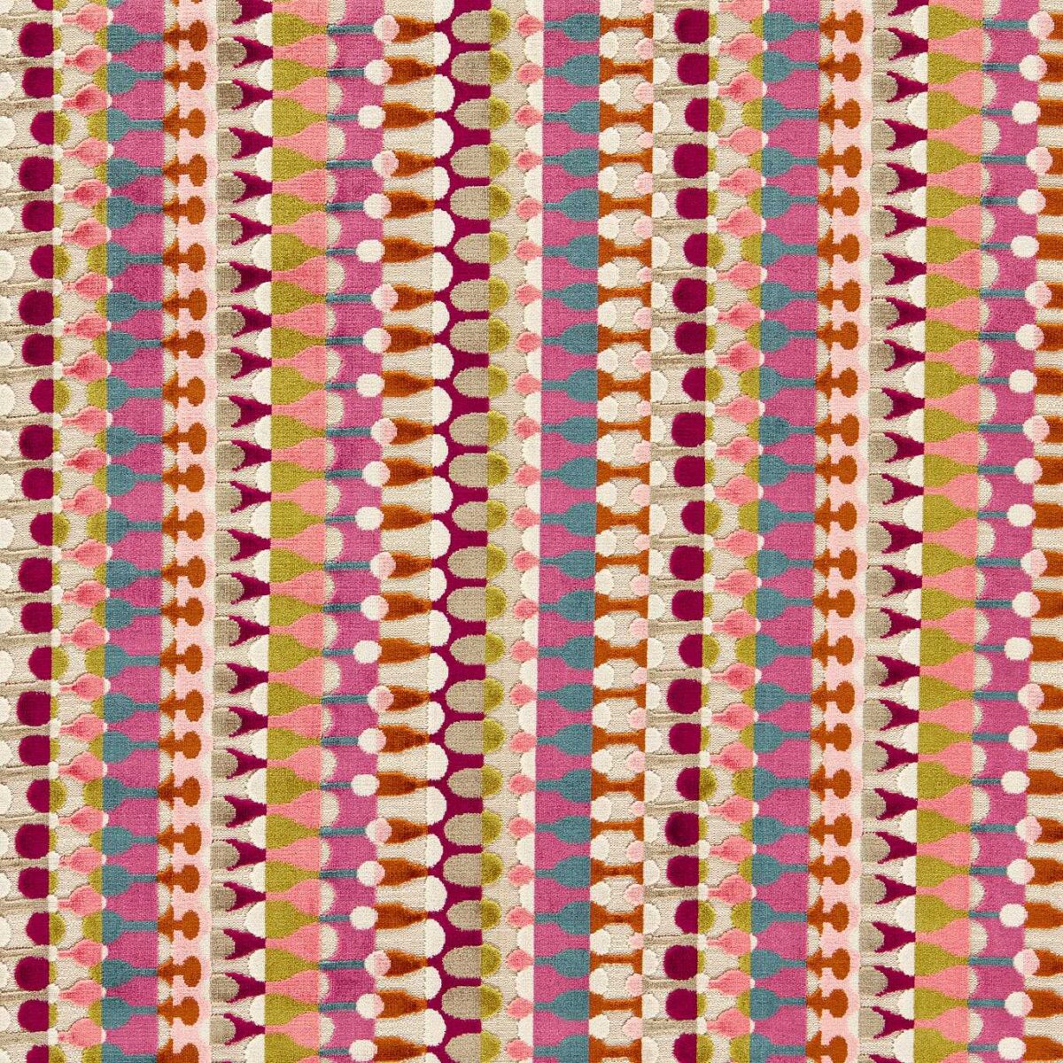 Orpheus Fabric - Magenta / Peacock by pink contemporary velvet-chenille fabric from Clarke & Clarke