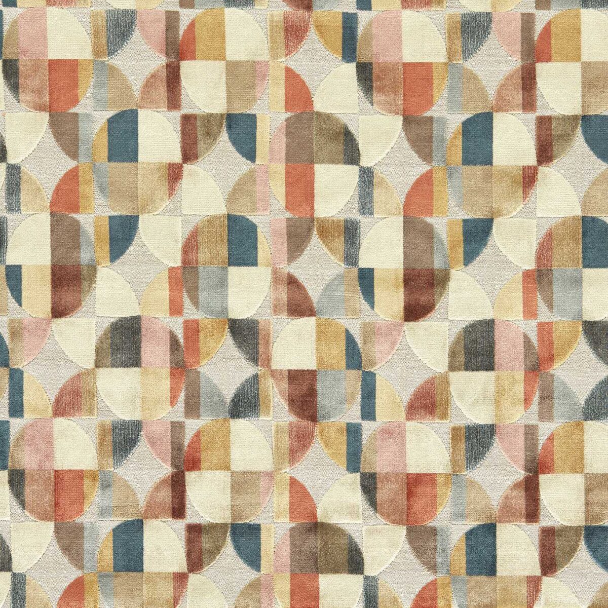 multicolour geometric velvet-chenille fabric from Clarke & Clarke