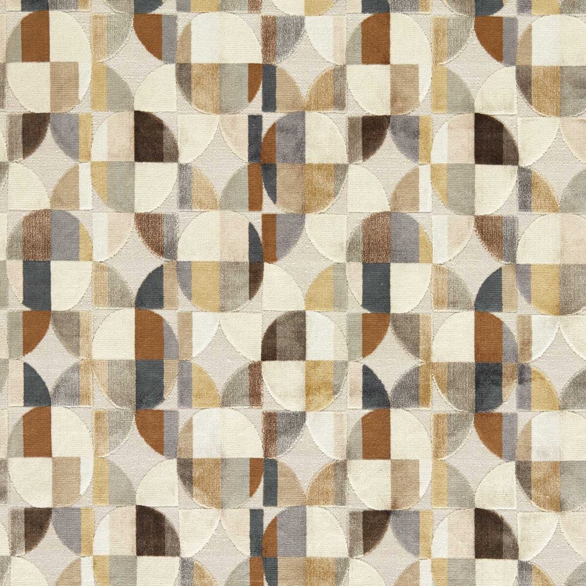 Delaunay Fabric - Natural by neutral geometric velvet-chenille fabric from Clarke & Clarke