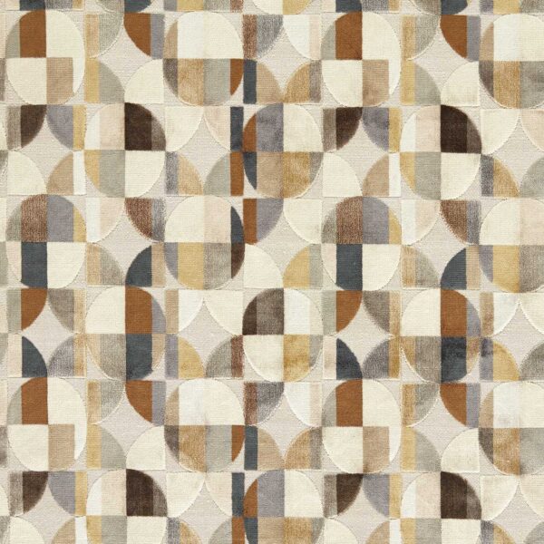 Delaunay Fabric - Natural by neutral geometric velvet-chenille fabric from Clarke & Clarke