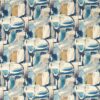blue contemporary printed fabric from Clarke & Clarke