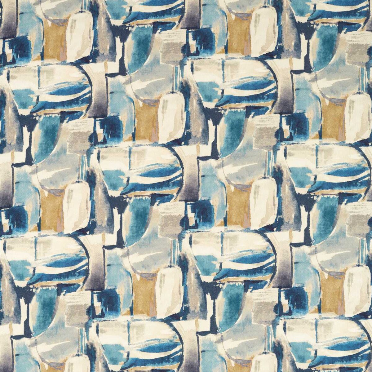 blue contemporary printed fabric from Clarke & Clarke