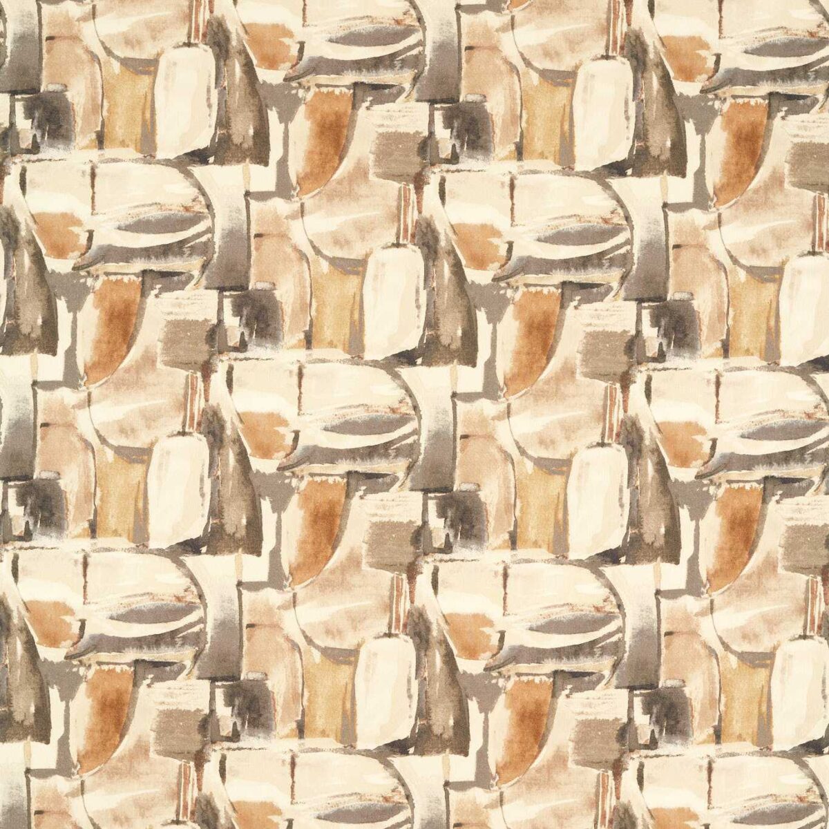 brown contemporary printed fabric from Clarke & Clarke