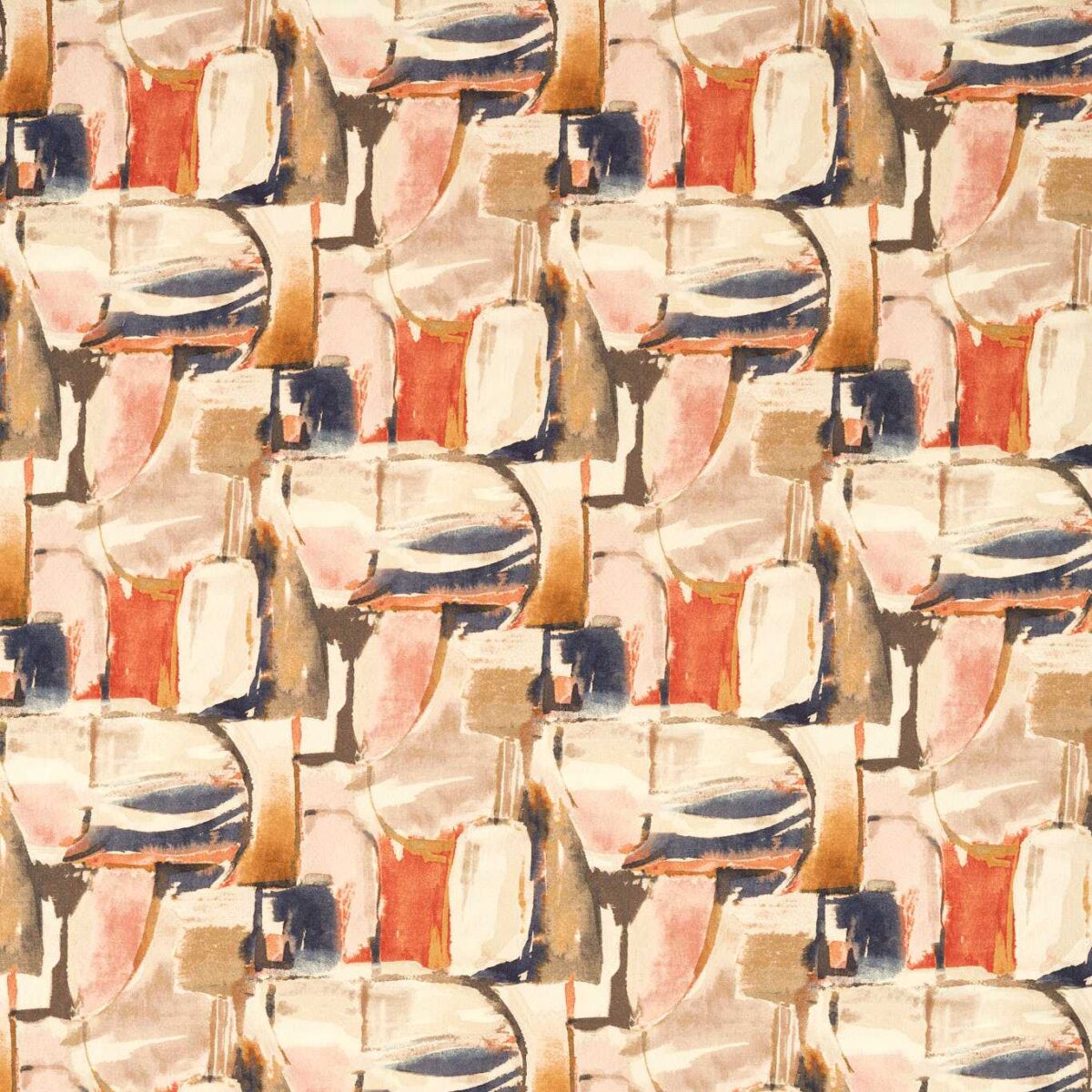 Figura Fabric - Midnight / Spice by orange contemporary printed fabric from Clarke & Clarke