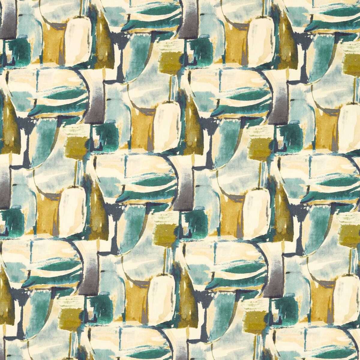Figura Fabric - Teal / Mineral by green contemporary printed fabric from Clarke & Clarke