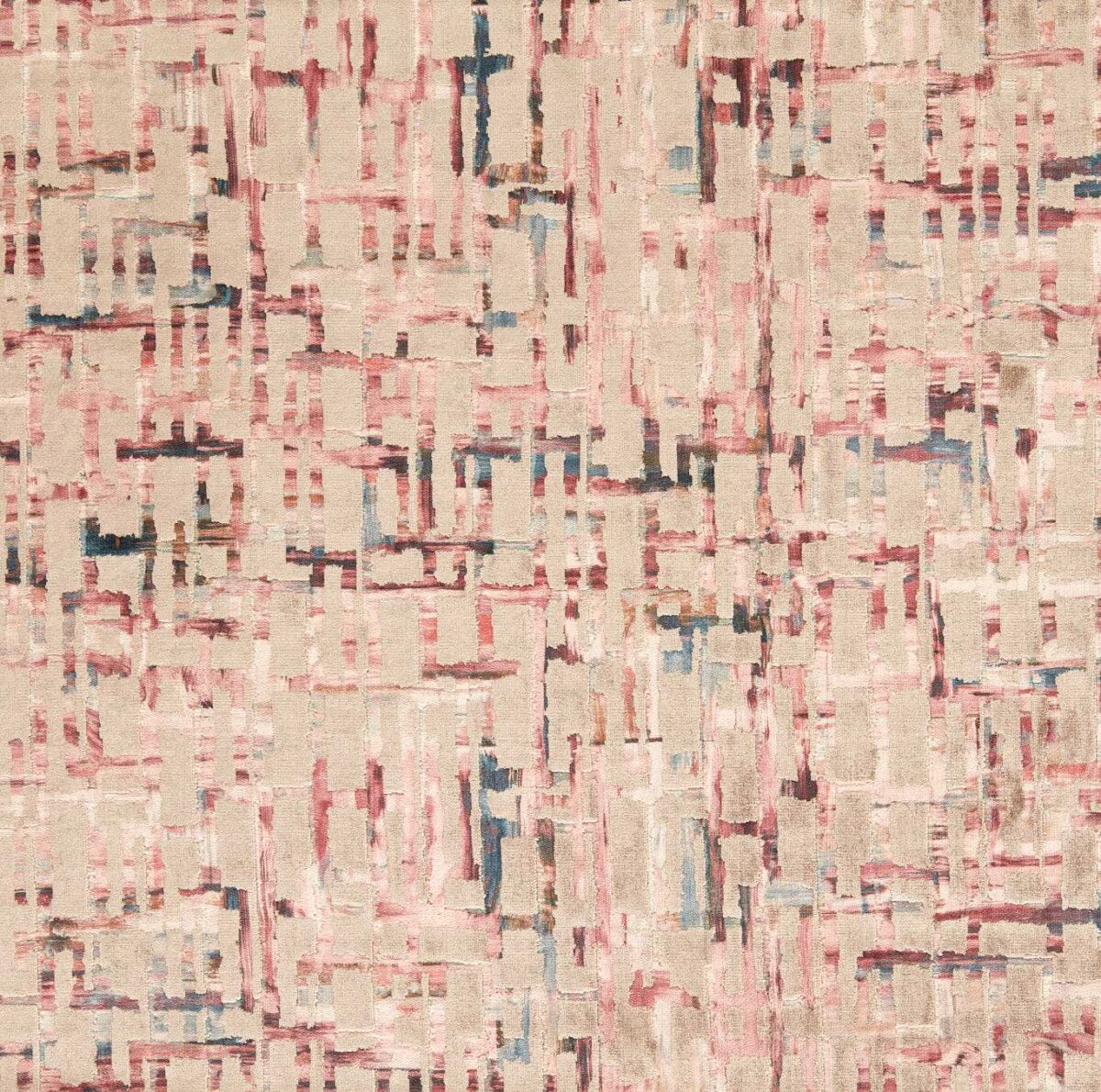 Quadrata Fabric - Blush / Natural by pink geometric cotton fabric from Clarke & Clarke