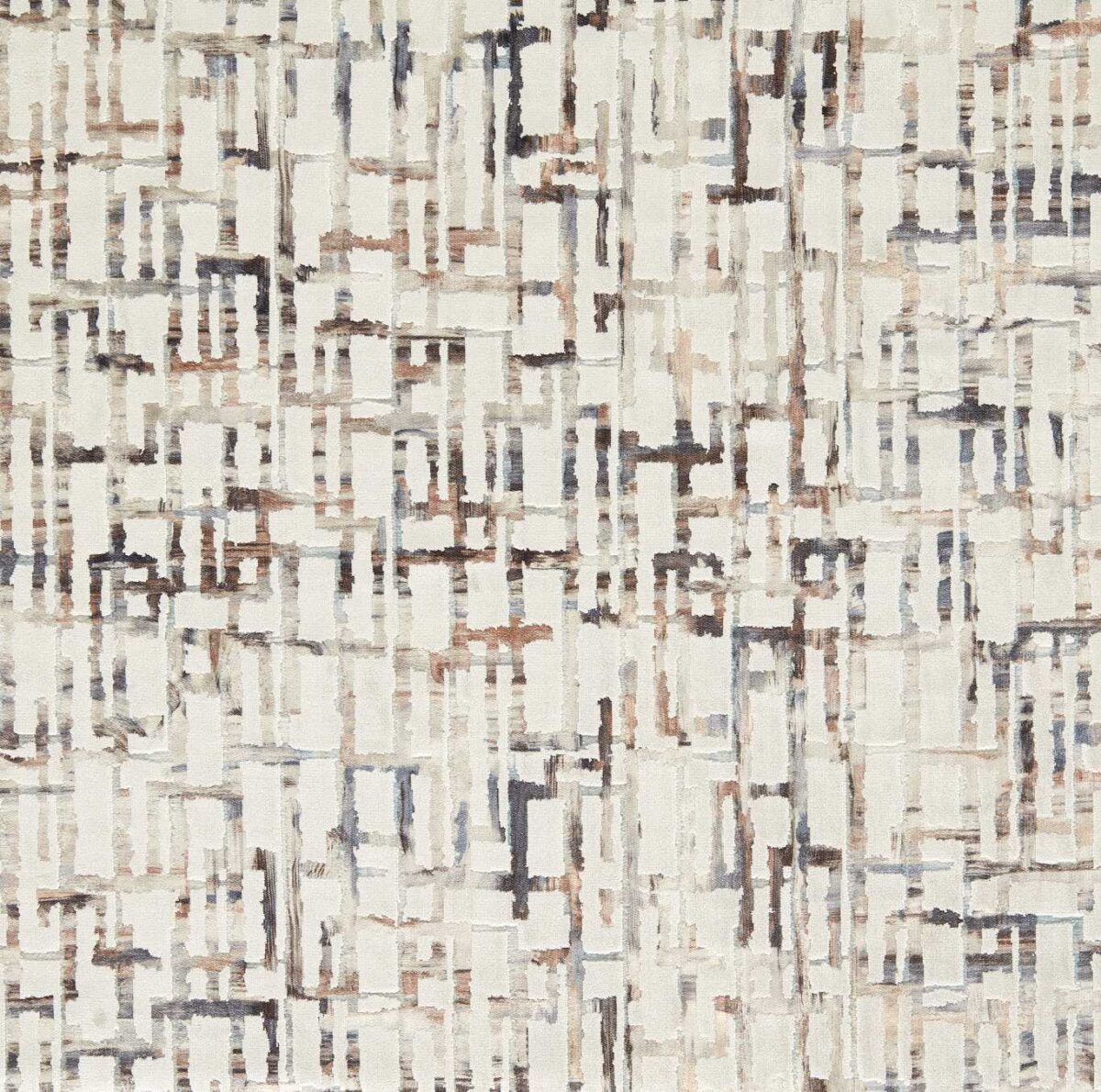 Quadrata Fabric - Ivory by white geometric cotton fabric from Clarke & Clarke