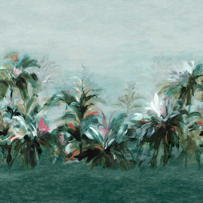 Alberi Wallpaper - Teal / Fuchsia Banner fabric swatch W0176/02