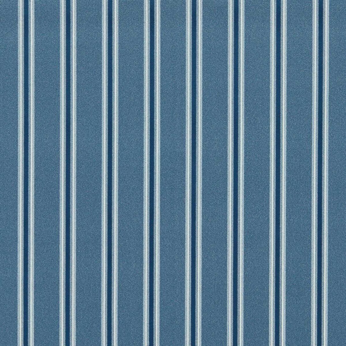 Bowfell Fabric - Indigo by blue striped velvet-chenille fabric from Clarke & Clarke