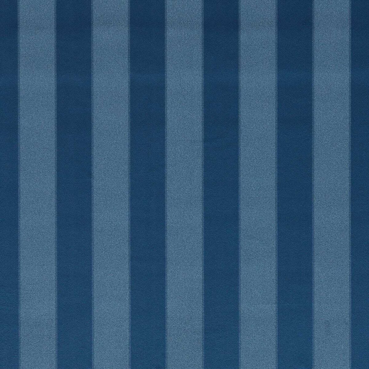 Haldon Fabric - Indigo by blue striped velvet-chenille fabric from Clarke & Clarke