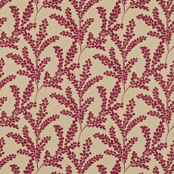 Clovelly Fabric - Claret by red botanical woven fabric from Sanderson