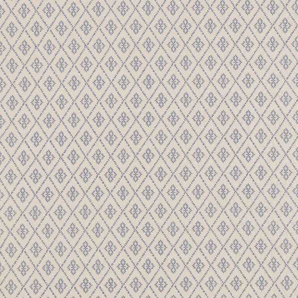 Caraway Fabric - Denim by blue geometric embroideried fabric from Sanderson