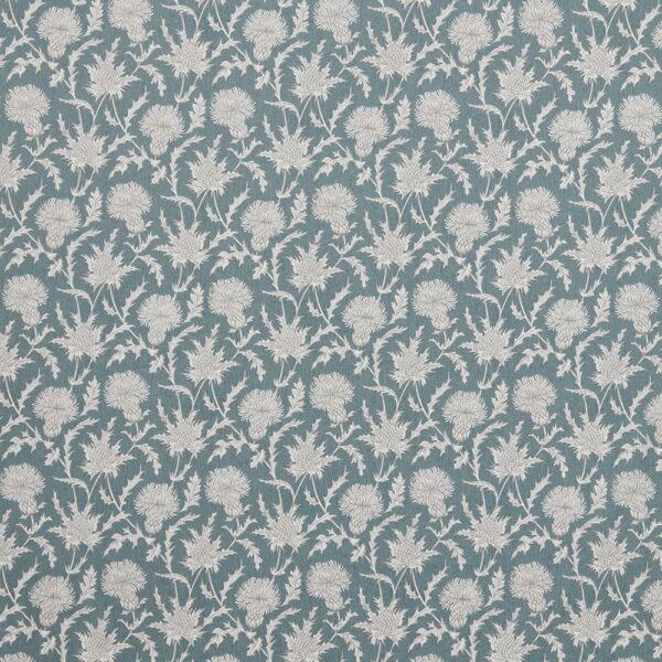 Carlina Fabric - Teal by blue botanical printed fabric from iLiv
