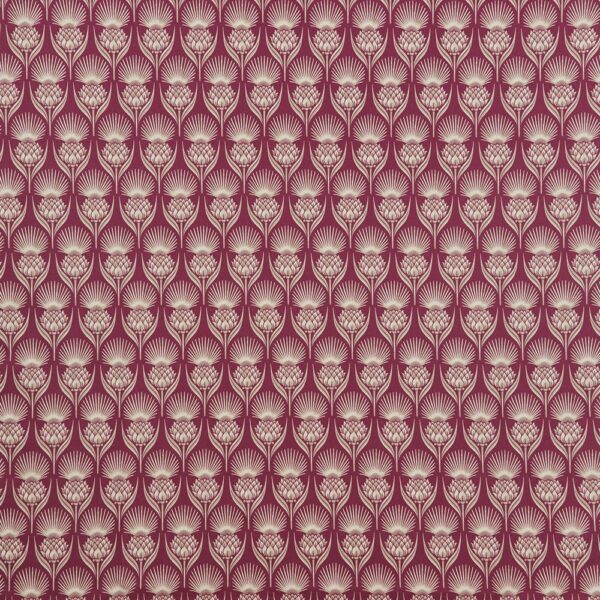 Skye Fabric - Carmine by purple botanical printed fabric from iLiv