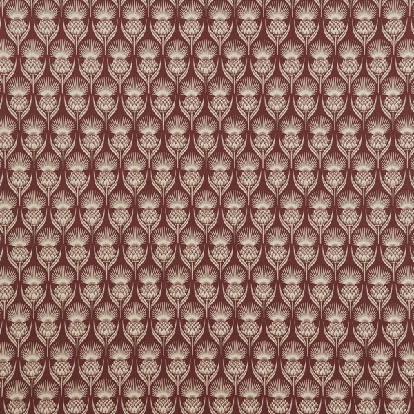 Skye Fabric - Garnet by red botanical printed fabric from iLiv