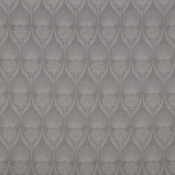Eskdale Fabric - Flint by black-grey botanical linen fabric from iLiv