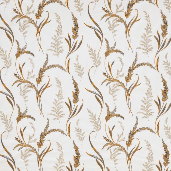 Grassland Fabric - Ochre by yellow botanical embroideried fabric from iLiv