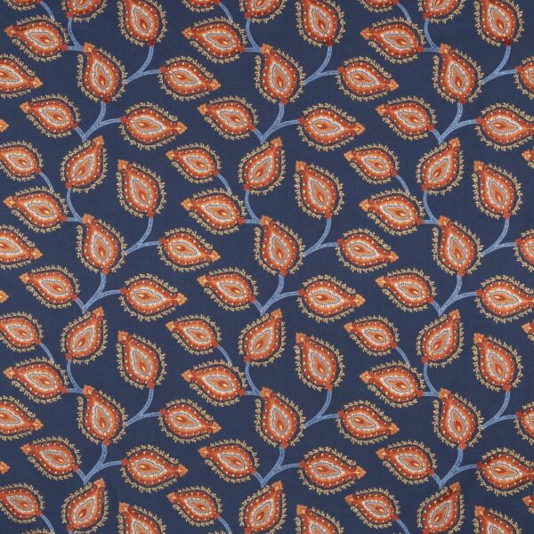Sestriere Fabric - Indigo by blue botanical embroideried fabric from iLiv