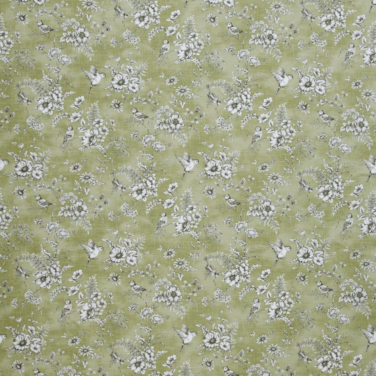 Finch Toile Fabric - Willow by green animal printed fabric from iLiv