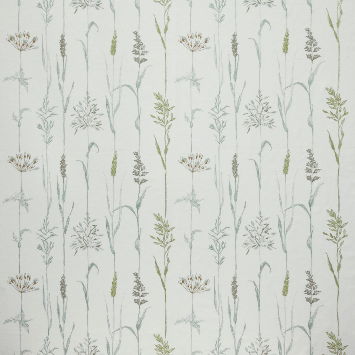 Field Grasses Fabric - Eau De Nil by green botanical embroideried fabric from iLiv