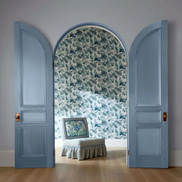 Flores Wallcovering - Cornflower / First Light / Denim by Flores Wallcovering - Cornflower / First Light / Denim from
