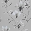black-grey botanical wallpaper from harlequin