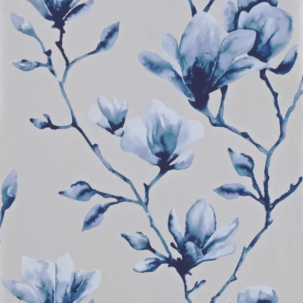 Lotus Wallcovering - Indigo by blue botanical wallpaper from harlequin