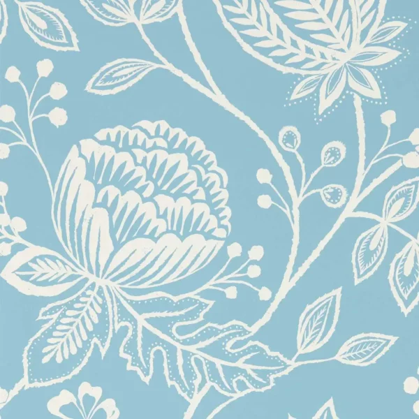 Mirabella Wallcovering - Sky / Diffused Light by blue botanical wallpaper from harlequin