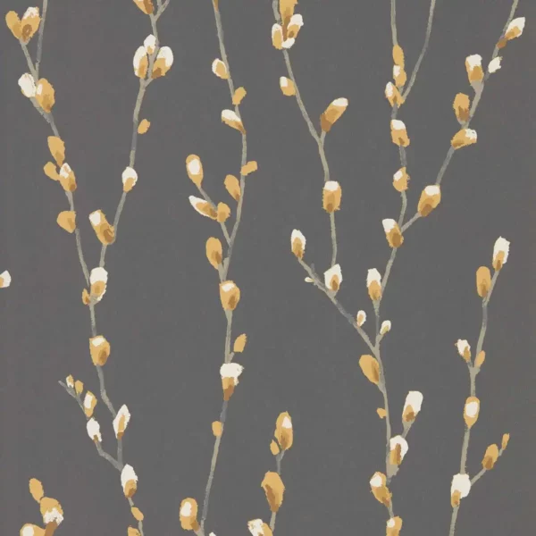 Salice Wallcovering - Ochre / Sepia by black-grey botanical wallpaper from harlequin
