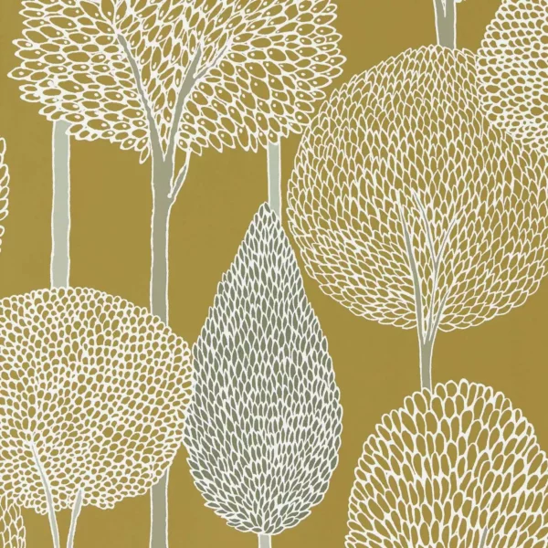 Silhouette Wallcovering - Ochre / Taupe by yellow botanical wallpaper from harlequin